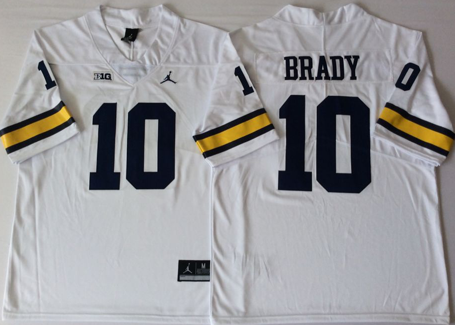 NCAA Men Michigan Wolverines White #10 BRADY